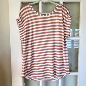 NWT Jane and Delancey Tan and Cream Striped Cap Sleeve Top